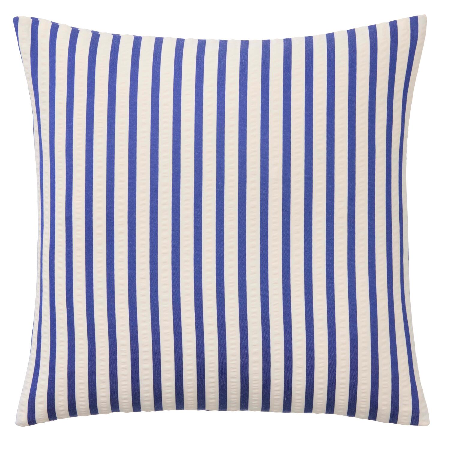 Stribet pude, hvid/blå - 45x45 cm